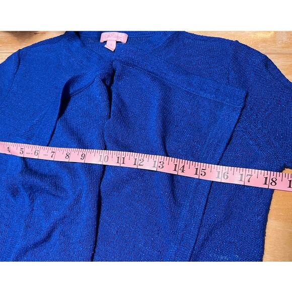 Lilly Pulitzer Chesapeake Cardigan Drape Front Size S Brilliant Blue Open Knit - Picture 8 of 10